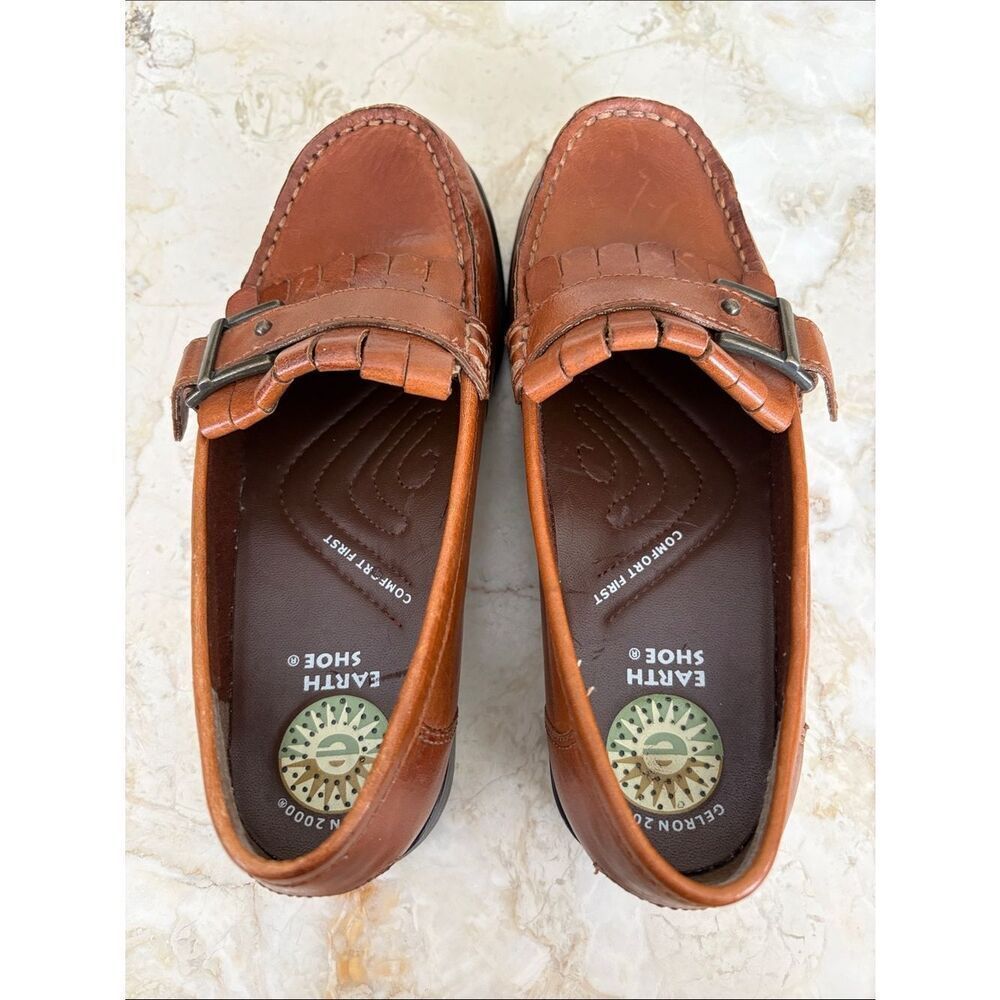 Earth Shoe Gelron 2000 Leather Loafers Buckle & Fringe Detail Classic Comfort - Picture 10 of 13